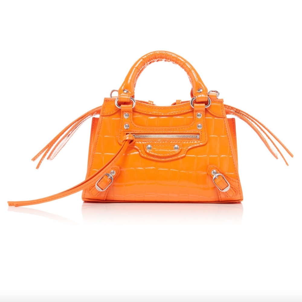 Balenciaga Neo Classic City Mini Croc-Effect Leather Bag in Orange